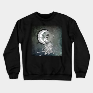 Wonderful peacock on a moon in black and white Crewneck Sweatshirt